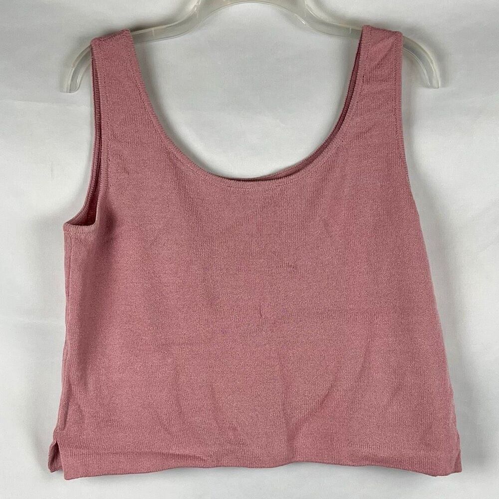 St. John Light Pink Ribbed Cropped Sleeveless Tank Top Medium - Picture 2 of 8
